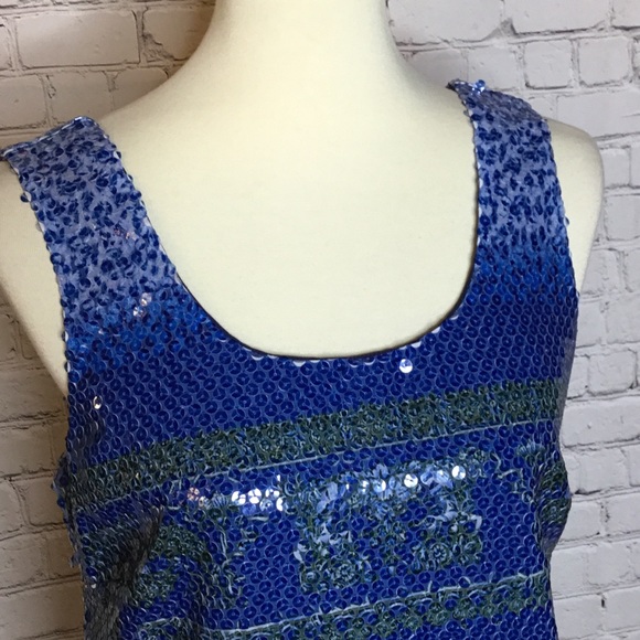 VERSACE TIGER BLUE SEQUIN SHIFT DRESS - Picture 8 of 8